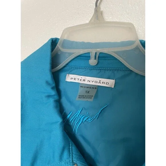 Peter Nygard Ladies Jacket Size 1X Blue Zipper Pockets Stretch - Picture 4 of 5